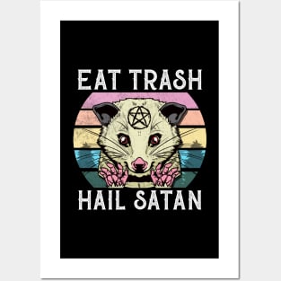 Eat Trash Hail Satan T-Shirt I Satanic Raccoon Posters and Art